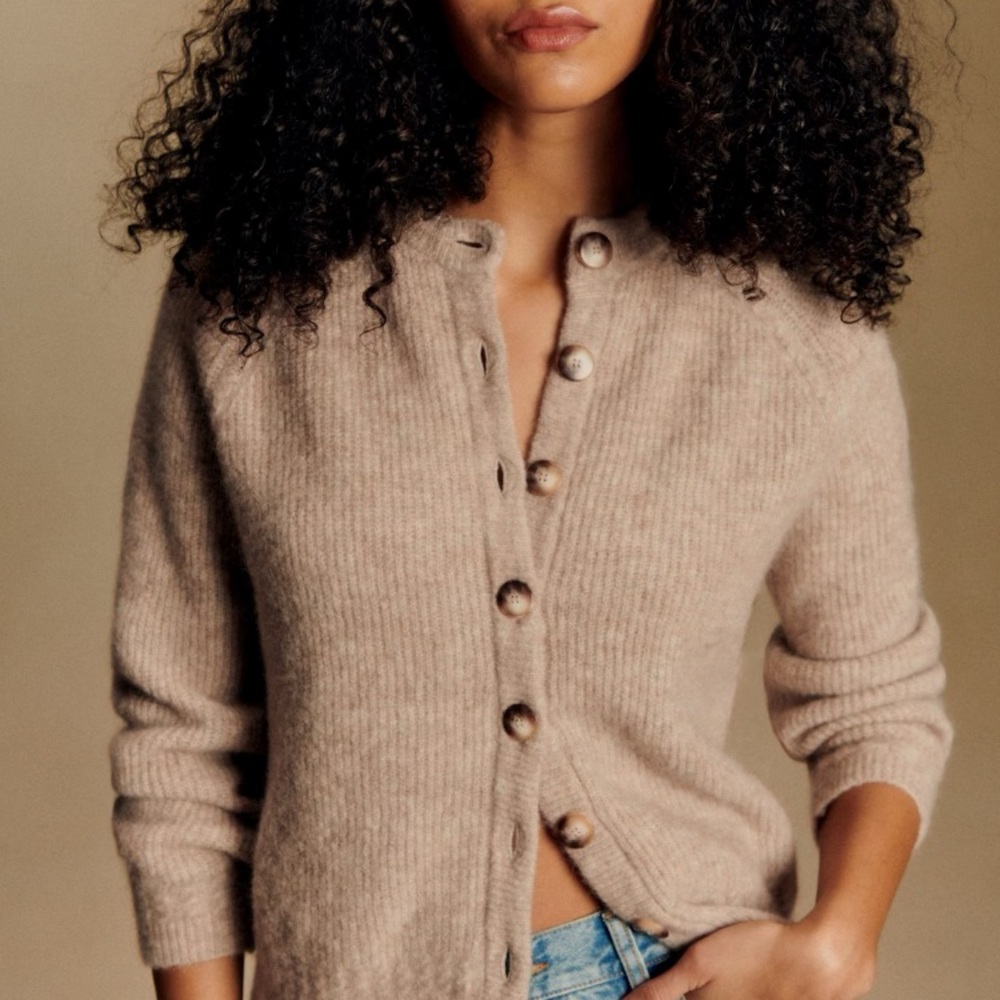 Sezane Light Beige Othello Cardigan
